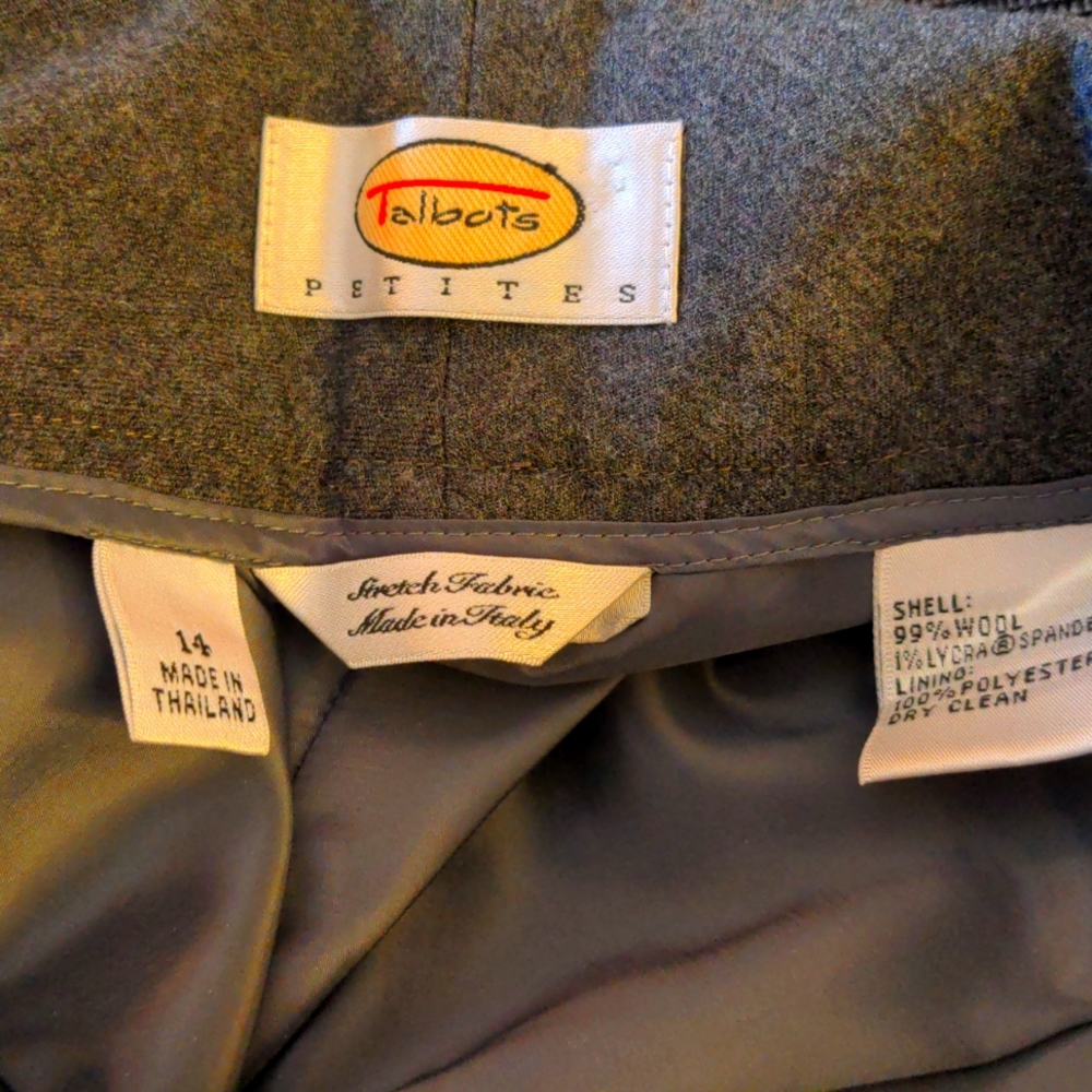 Like new Talbot's petite gray lined Italian wool trousers.